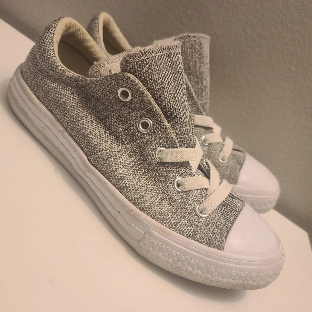 Converse All Star Kids Gray Canvas Slip On Sneakers